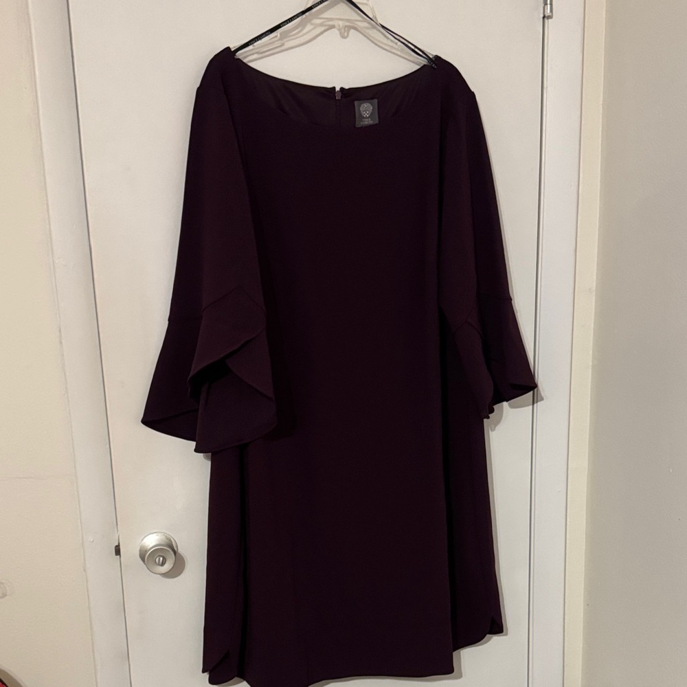 Vince Camuto Women’s Ruffle Sleeve Shift Dress - Deep Plum